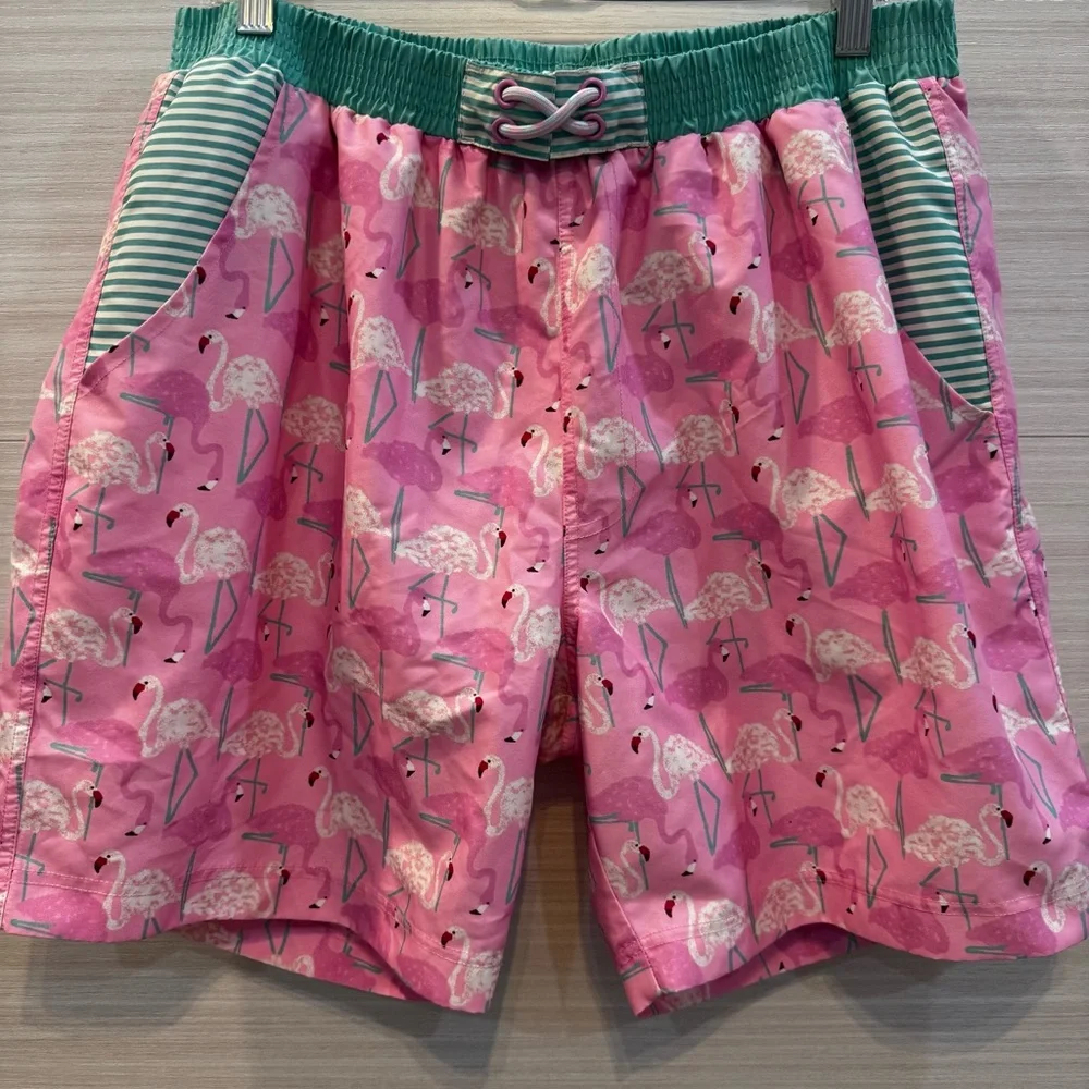 Matilda Jane Enchanted Garden Flamingo Fan Club Men’s Swim Trunks size XL